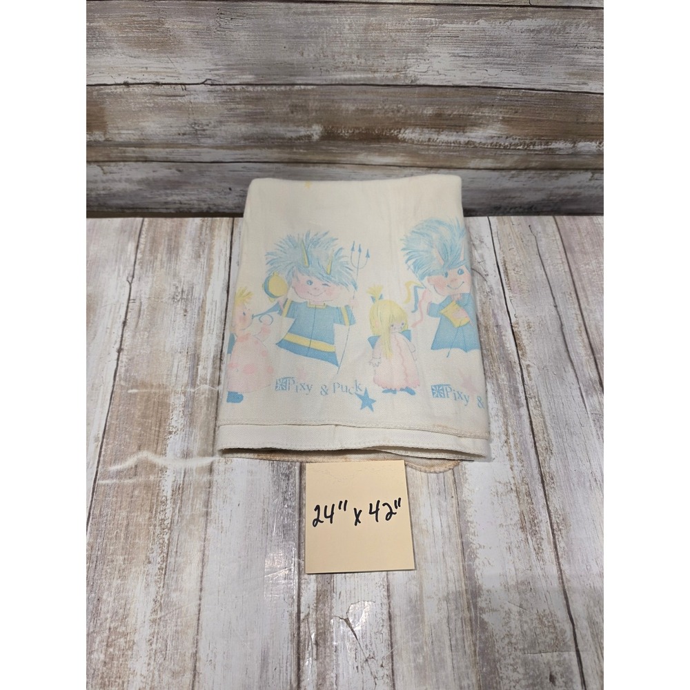 Vintage Pixy & Puck Character Blanket Pastel‎ Nursery Print 24x42 Receiving READ